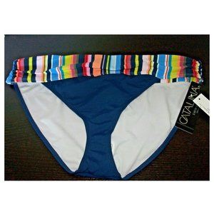 Catalina Swimwear XL 16 18 Navy Blue Bathing Suit Bottom Swim Thigh High Cut NW